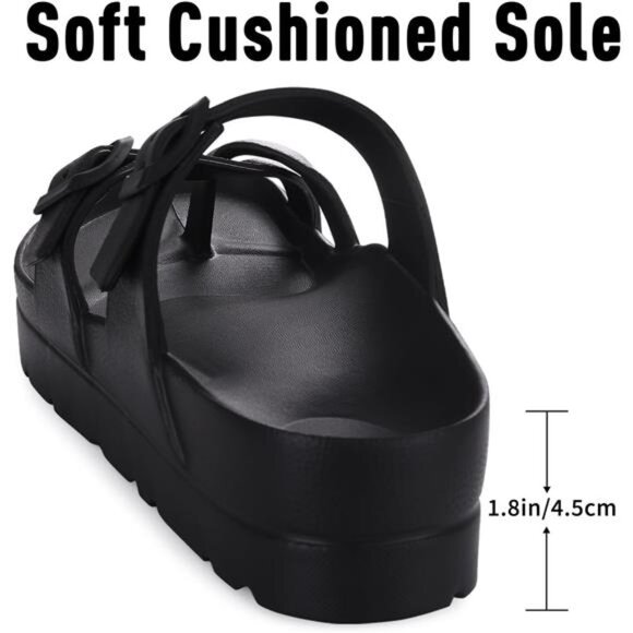 Women's Platform Sandals with Arch Support Comfortable Foam Slides Lightweight - Picture 6 of 7